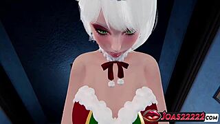 Mrs claus rides pov cowgirl missionary on bed tight pussy massive creampie christmas