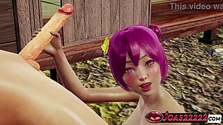 ami's pink hair shines as she licks frenulum strokes hard and deepthroats in pantyhose