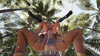 lara croft spreads legs for ancient statue's huge cock creampie gangbang