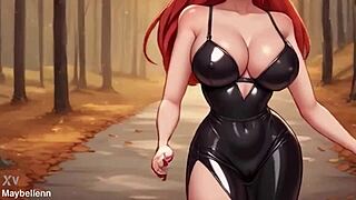 Latex Lingerie Big Boobs Hard Nipples Sexy Dance Free Hentai Game