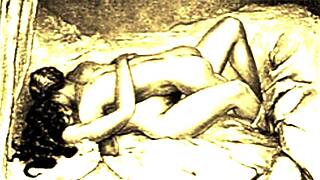 vintage erotic drawings showcase hairy retro beauties