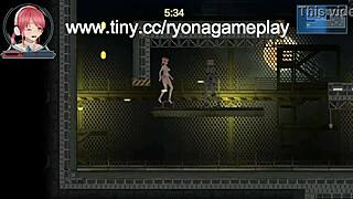 redhead idol run girl rides robot man's cock in erotic hentai game
