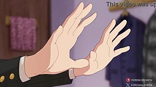 😏 cute shaved japanese babe gives quickie blowjob in hentai 🔥