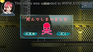 redhead idol run girl rides robot man's cock in erotic hentai game