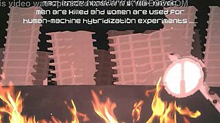 pretty lady surrenders cutely to robot men's erotic thrusts in fatal flame game