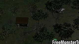 whoa this brunette babe devours that alien's throbbing cock