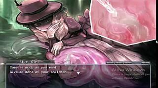 The slug girl from Monster Girl Quest ensnares her prey in sticky femdom webs