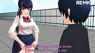 After school the giantess confesses her huge fetish secrets in MMD