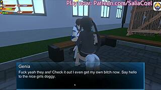 mean mistress leashes her submissive boy for public bdsm university stroll tease