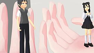 Giantess Luna masturbates with food while huge mouse visitors watch MMD