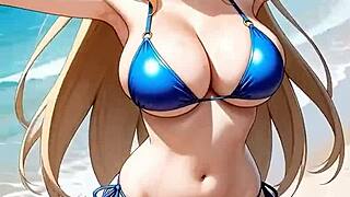 Pregnant Pokémon Cynthia Flaunts Body, Kisses, and Licks on Beach