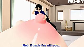 giantess gets her huge tits massaged and reduced