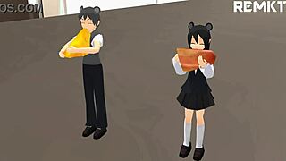 Giantess Luna masturbates with food while huge mouse visitors watch MMD