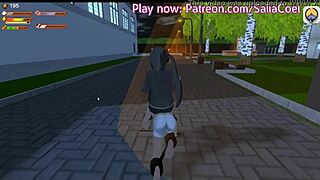 mean mistress leashes her submissive boy for public bdsm university stroll tease