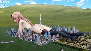 giantess mmd plays with city huge size fetish masturbation fun 🏙️💥