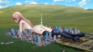 giantess mmd plays with city huge size fetish masturbation fun 🏙️💥