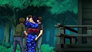 Aunt endures double penetration gangbang in wild forest