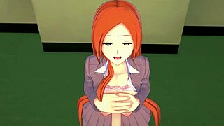orihime inoue's big tits bounce wildly as she gives pov handjob blowjob then creampie stuffed after class in bleach parody hentai 😍💦
