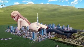 giantess mmd plays with city huge size fetish masturbation fun 🏙️💥