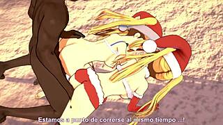 ohh those horny twin sisters get creampied an' squirt in christmas hentai