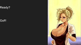 mercy from overwatch gives hot joi with big ass and tits
