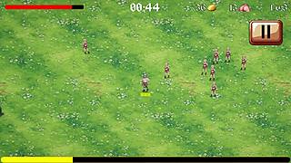 Virgin warrior knight in hentai game saves big cock first time for sexy lady but faces femdom gangbang creampie