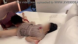 homemade couple pushes cute dress girlfriend to bed for wild creampie pounding! 📹😍💦