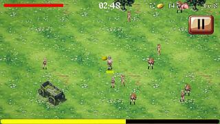 Virgin warrior knight in hentai game saves big cock first time for sexy lady but faces femdom gangbang creampie