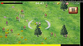 Virgin warrior knight in hentai game saves big cock first time for sexy lady but faces femdom gangbang creampie