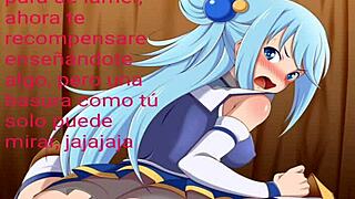 Aqua Hentai Gives Spanish Jerk Off Instructions Close-Up