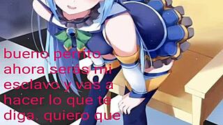 Aqua Hentai Gives Spanish Jerk Off Instructions Close-Up