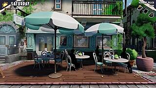 She snaps hot pairs photos showing off those big tits in 3D hentai game