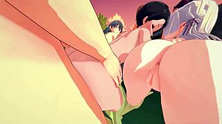 wanna join this fire emblem reverse gangbang harem with five girls riding one guy's cock cowgirl doggystyle creampie?