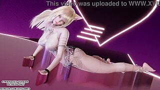 Akali And Ahri's Erotic Lingerie Dance Turns Into Big Tits Tease!