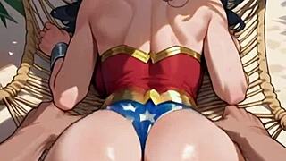 big titted wonder woman fucked by giant demon on holiday vacation