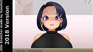 little snatcher faces tomoko's huge tongue belly digestion as tall giant milf game anime scene