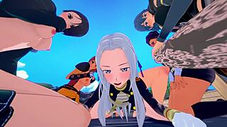 wanna join this fire emblem reverse gangbang harem with five girls riding one guy's cock cowgirl doggystyle creampie?