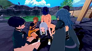 wanna join this fire emblem reverse gangbang harem with five girls riding one guy's cock cowgirl doggystyle creampie?