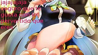 Aqua Hentai Gives Spanish Jerk Off Instructions Close-Up
