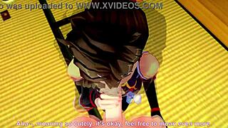 Sango in ninja costume blows huge oppai tits fantasy Inuyasha 3D full