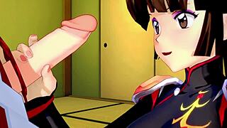 Sango in ninja costume blows huge oppai tits fantasy Inuyasha 3D full