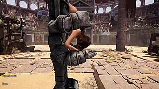 Lara Croft Deepthroats Ancient Statue Cock