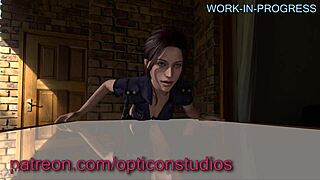 3D Claire Redfield Fucked Hard by Futa Against Table