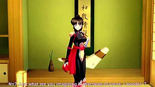 Sango in ninja costume blows huge oppai tits fantasy Inuyasha 3D full