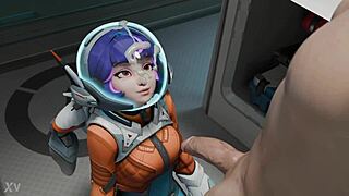juno from overwatch and azur lane deepthroats my cock like a pro in this 3d hentai blowjob