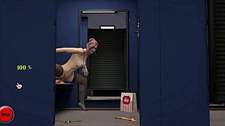 cliair grabs huge dildo for wild ride to squirting orgasm in change room