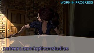 3D Claire Redfield Fucked Hard by Futa Against Table