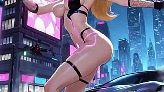 princess peach cyberpunk sexy outfit dances in ai 3d anime animation super mario manga style