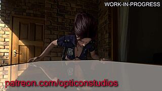 3D Claire Redfield Fucked Hard by Futa Against Table