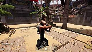 Lara Croft grinds her pussy on his rock hard cock in 3D hentai game animation